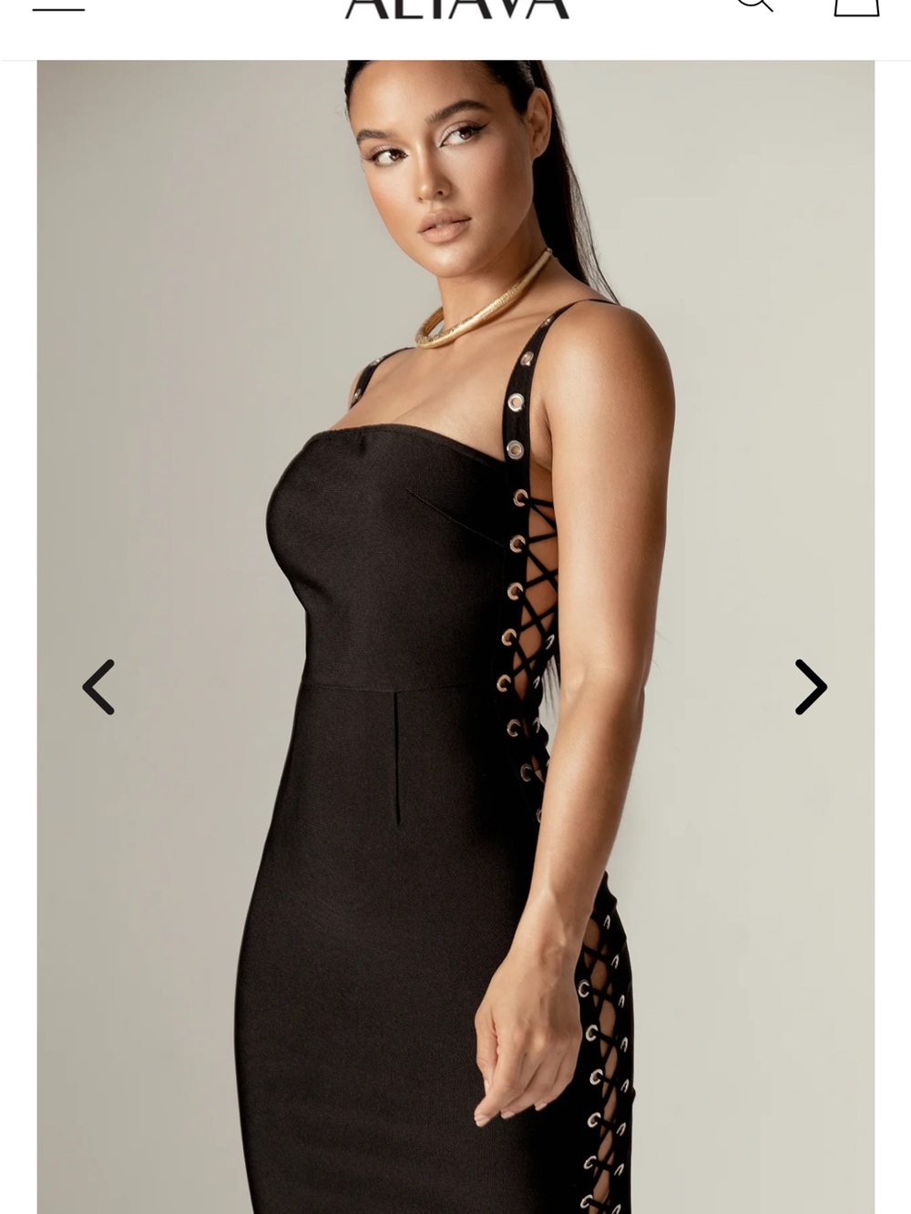 Strapless Black Lace-Up Sheath Dress by Alia